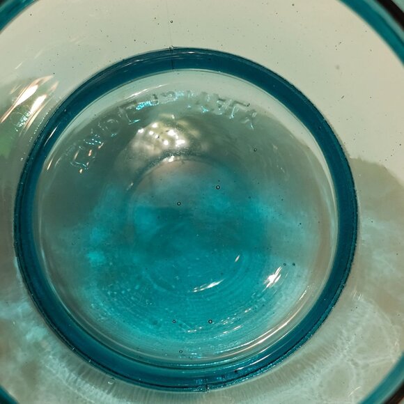 Vtg Light Blue Italian Empoli Glass Jar Bowl, Mid Century Bon Bon Candy Dish 4" - Picture 7 of 10